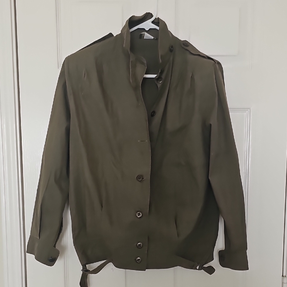 Vintage 80's Norman Todd CA Military Utility Jacket Olive Green Medium